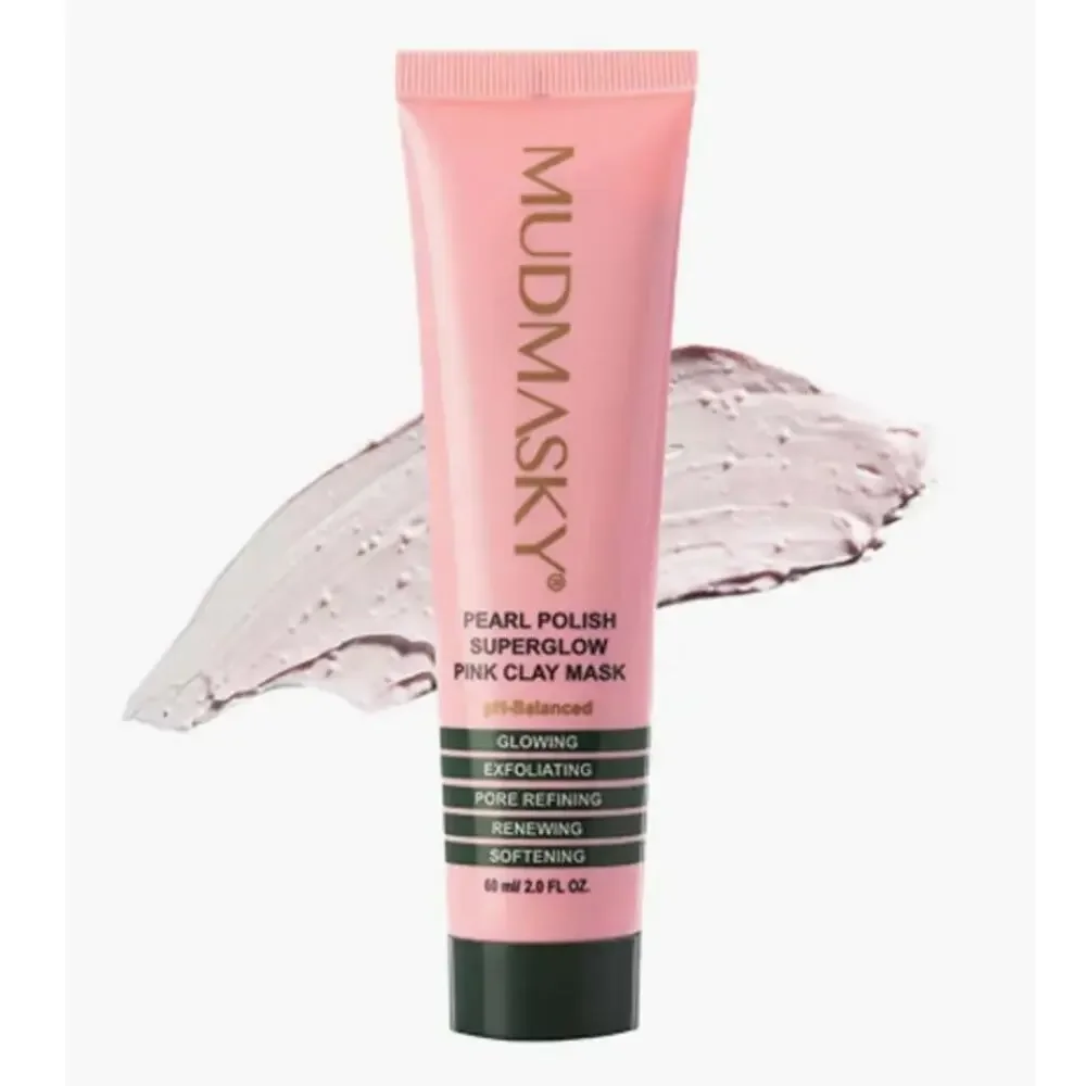 Mudmasky Pearl Polish Superglow Pink Clay Mask - 2 fl oz/60 ml - NWT